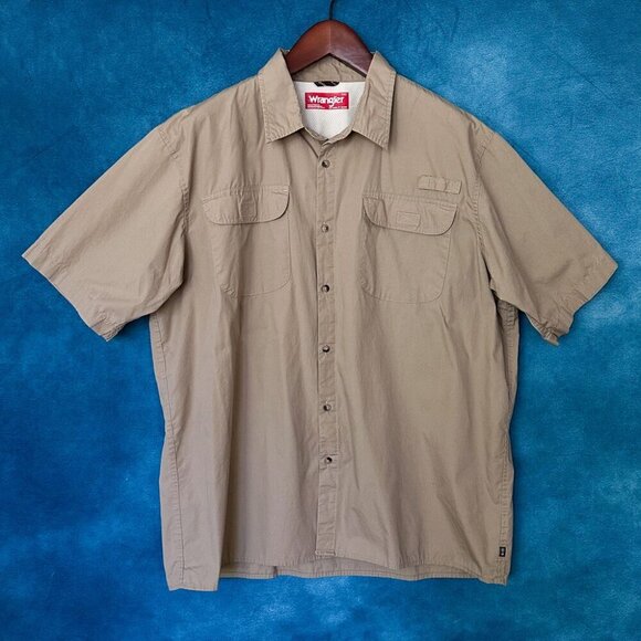 Wrangler Outdoorsman Short-Sleeved Tan Shirt, Men's 2X, EUC - Picture 1 of 4